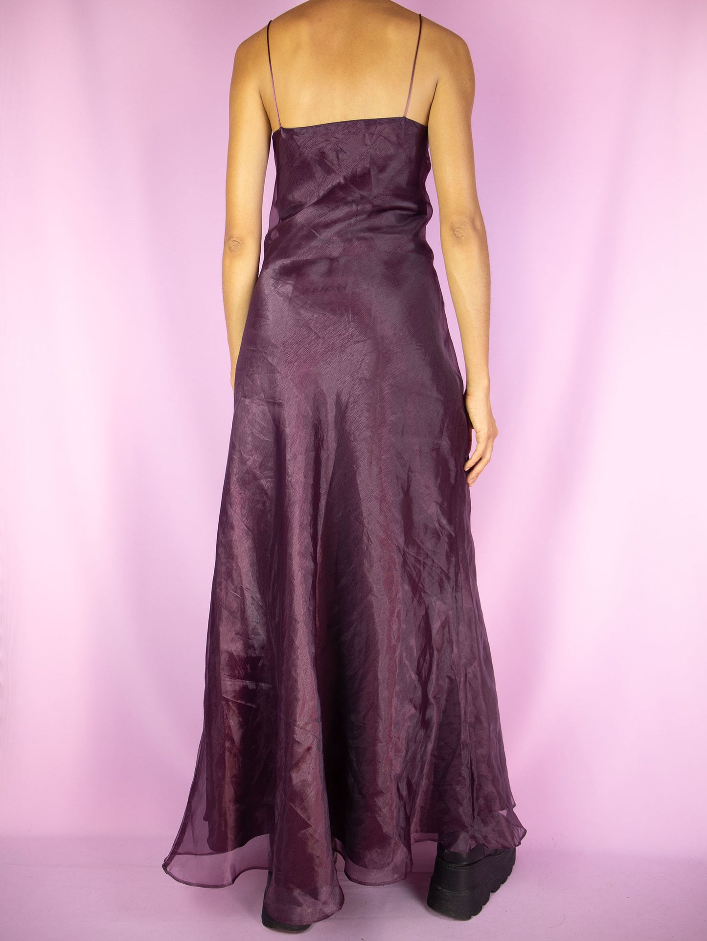 Vintage 90s Dark Purple Maxi Dress - S
