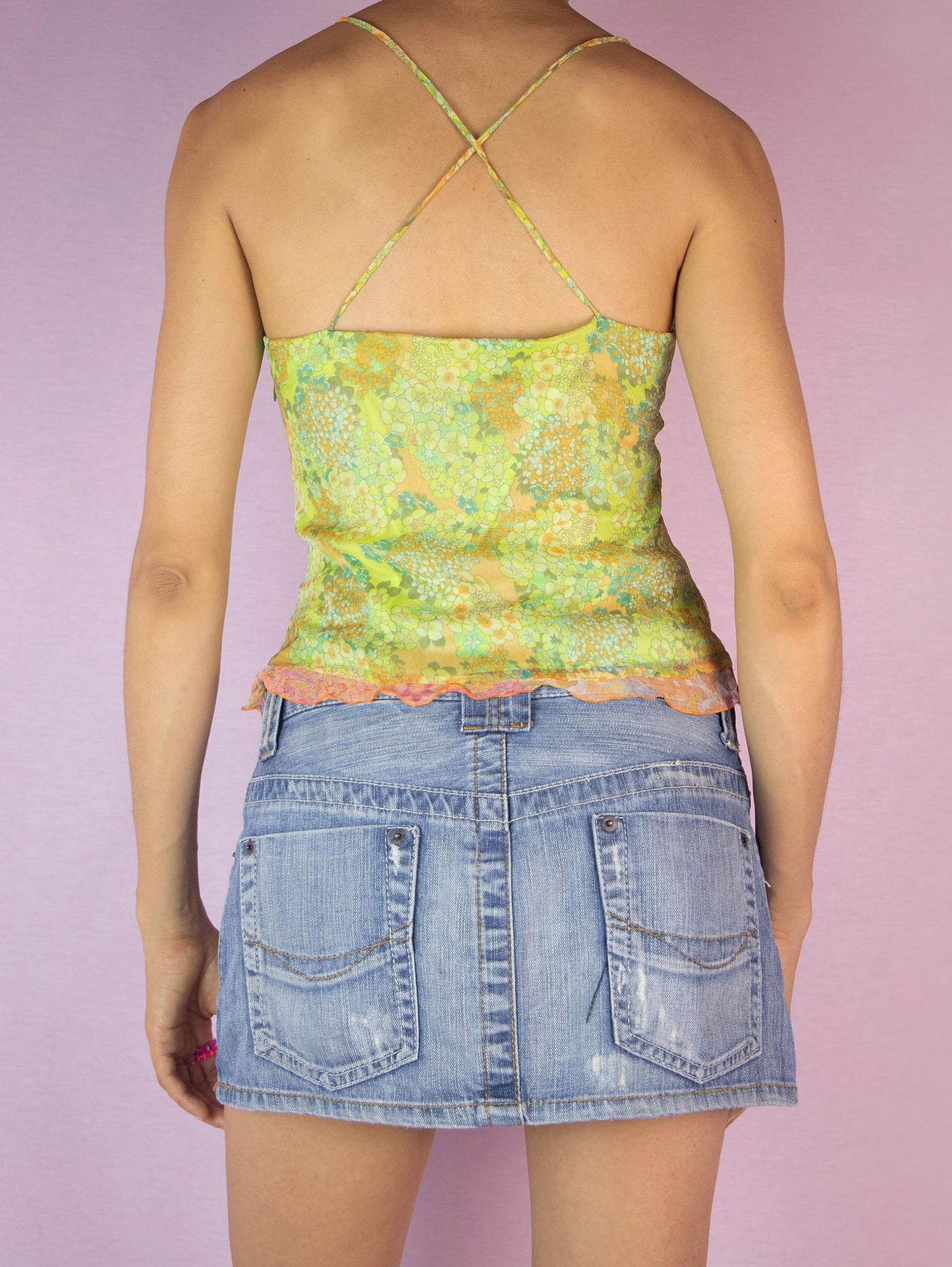 Y2K Floral Print Cami Top - XS