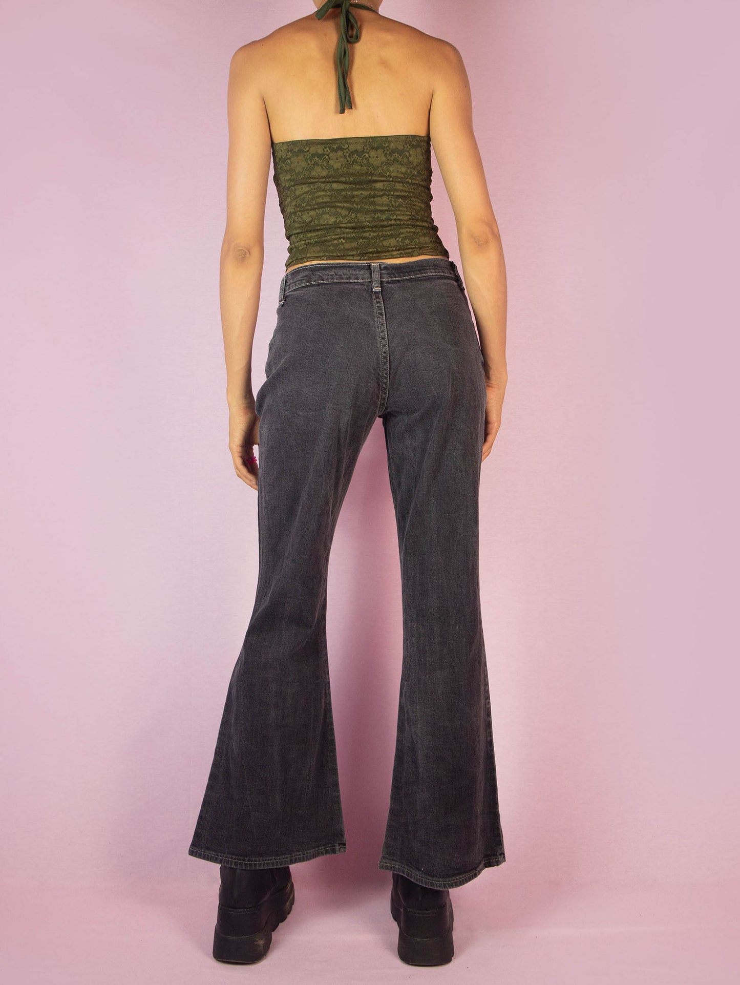 Vintage Y2K Gray Flare Jeans - Size M