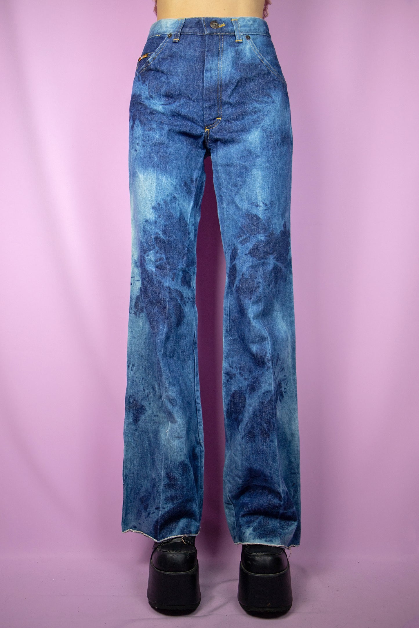 Vintage 90s Tie Dye Wide Jeans - S