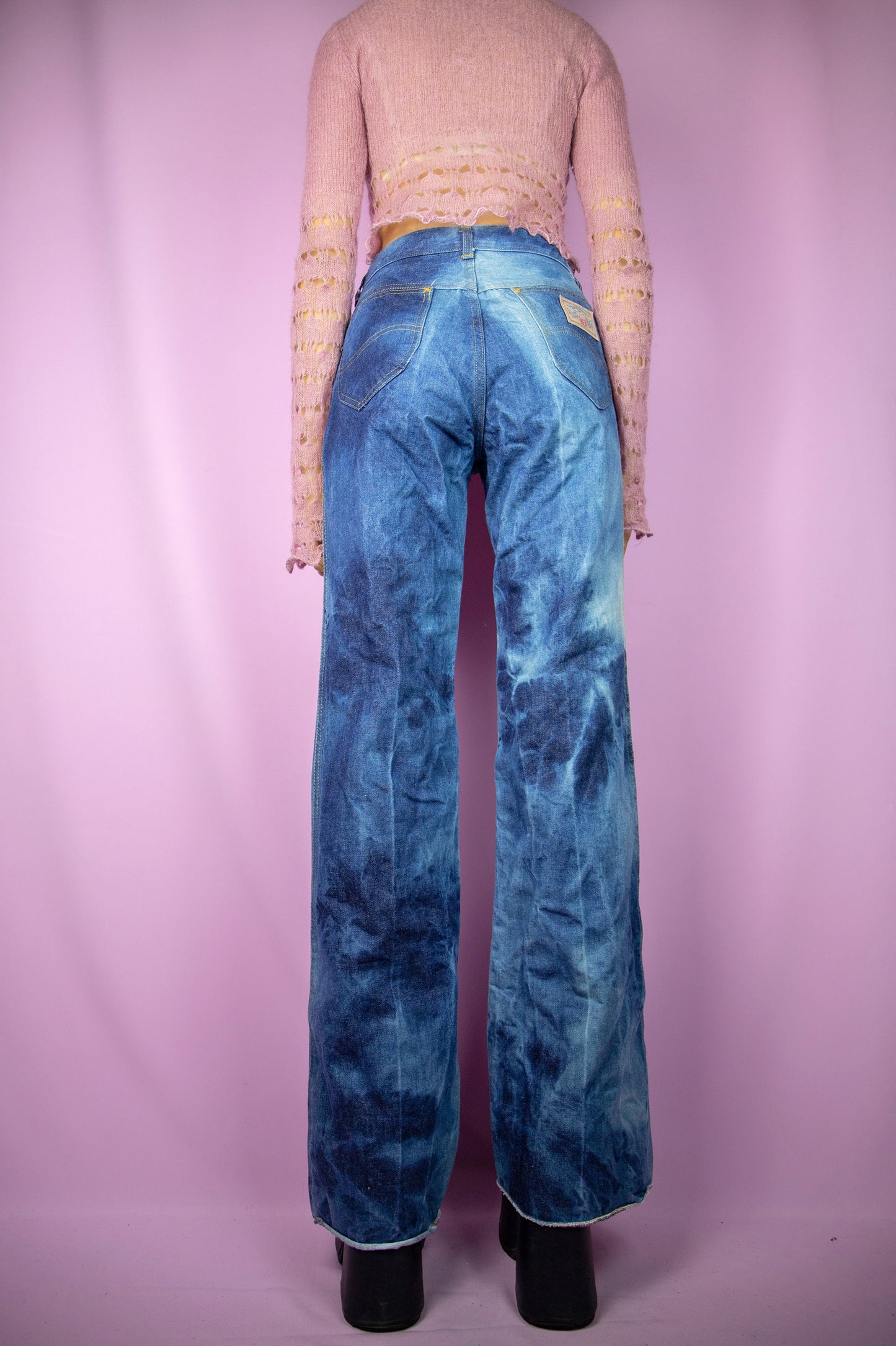 Vintage 90s Tie Dye Wide Jeans - S