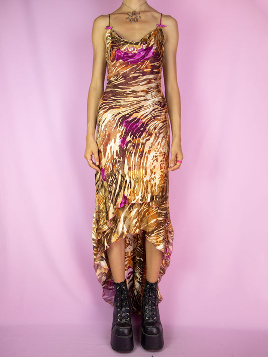 Vintage Y2K Cowl Neck Tie Back Midi Dress – Size M