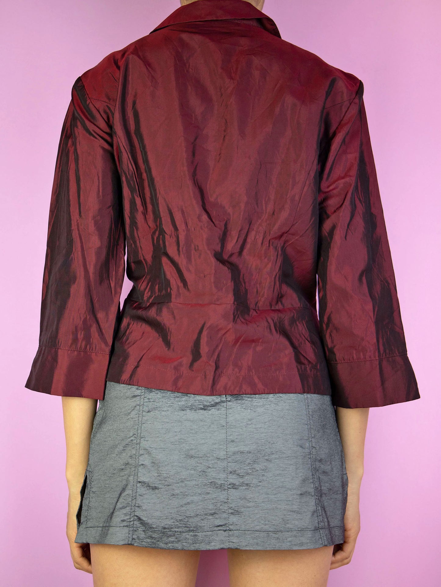 Vintage Y2K Maroon Tie Front Top Bolero Jacket - Size XL