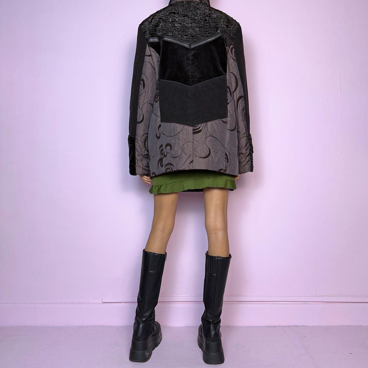 Vintage Y2K Dark Brown Contrast Panel Jacket - Size L
