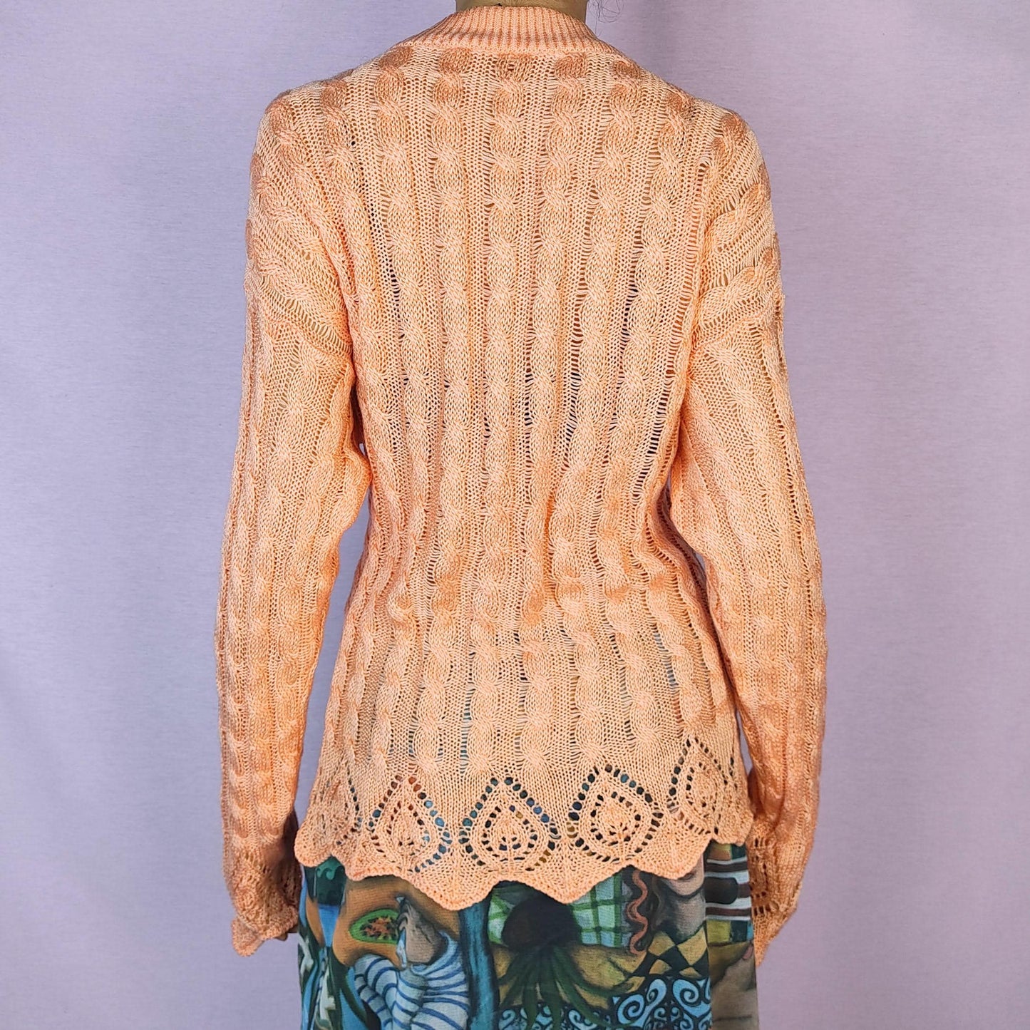 Vintage 90s Peach Open Knit Sweater – Size L