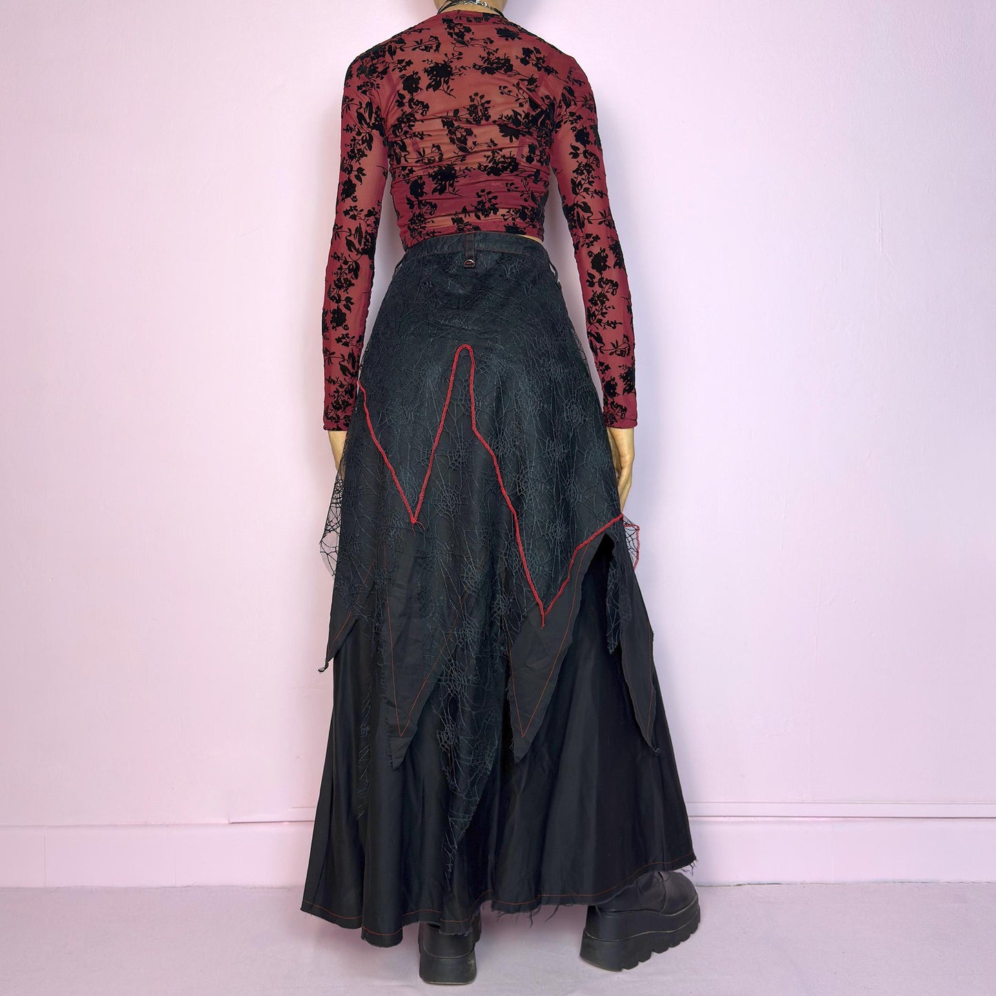 Vintage Y2K Black Layered Maxi Skirt – Size M
