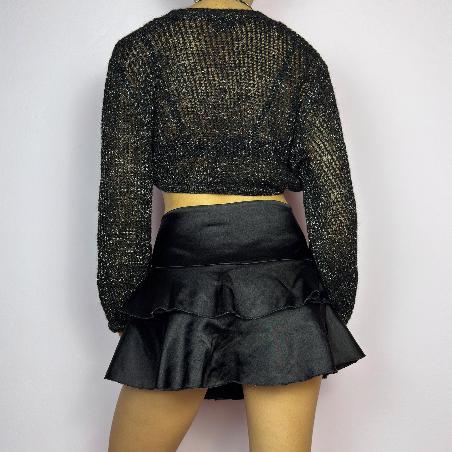 Vintage Y2K Black Tie Front Cardigan Bolero – Size M