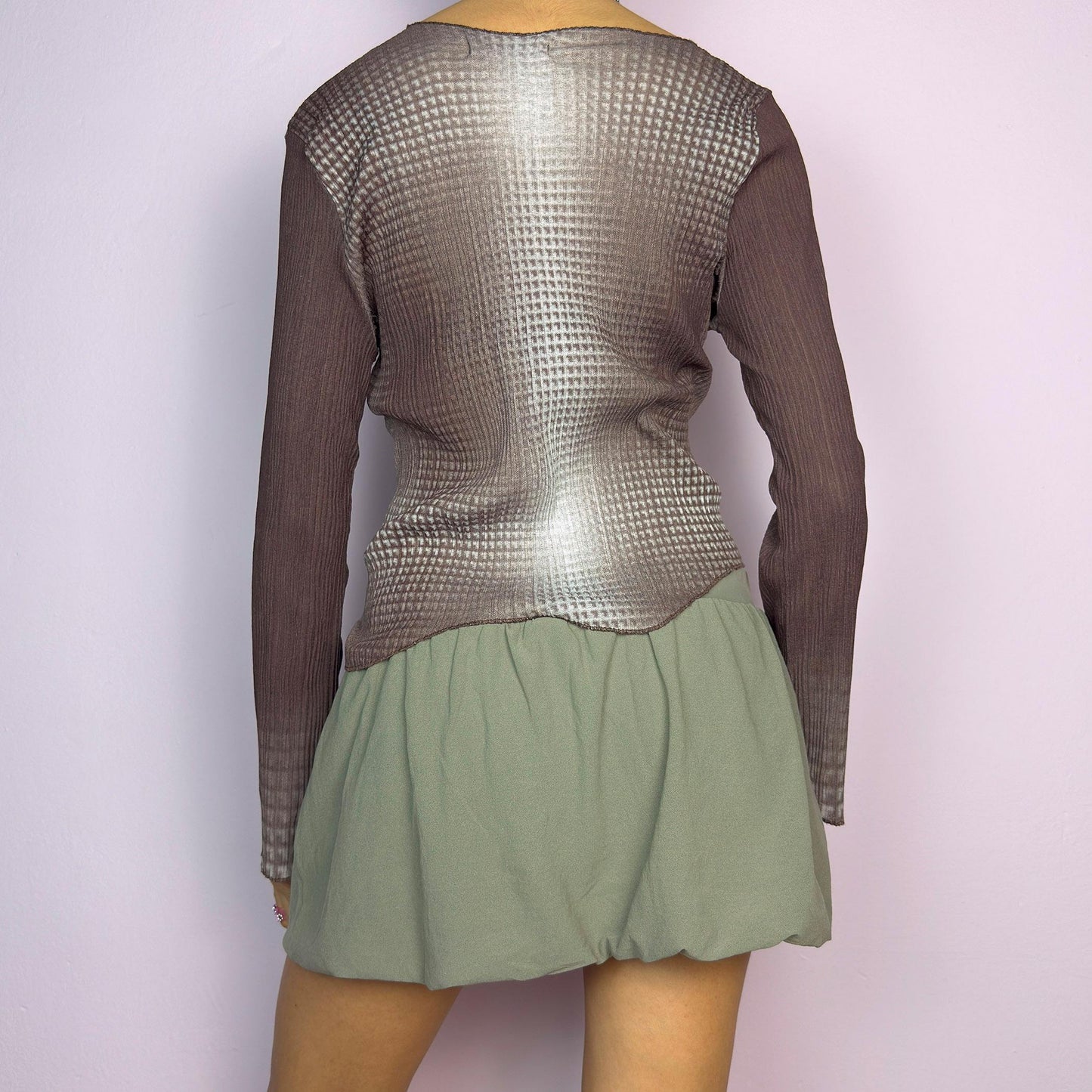 Vintage Y2K Brown Ombre Gradient Top – Size L