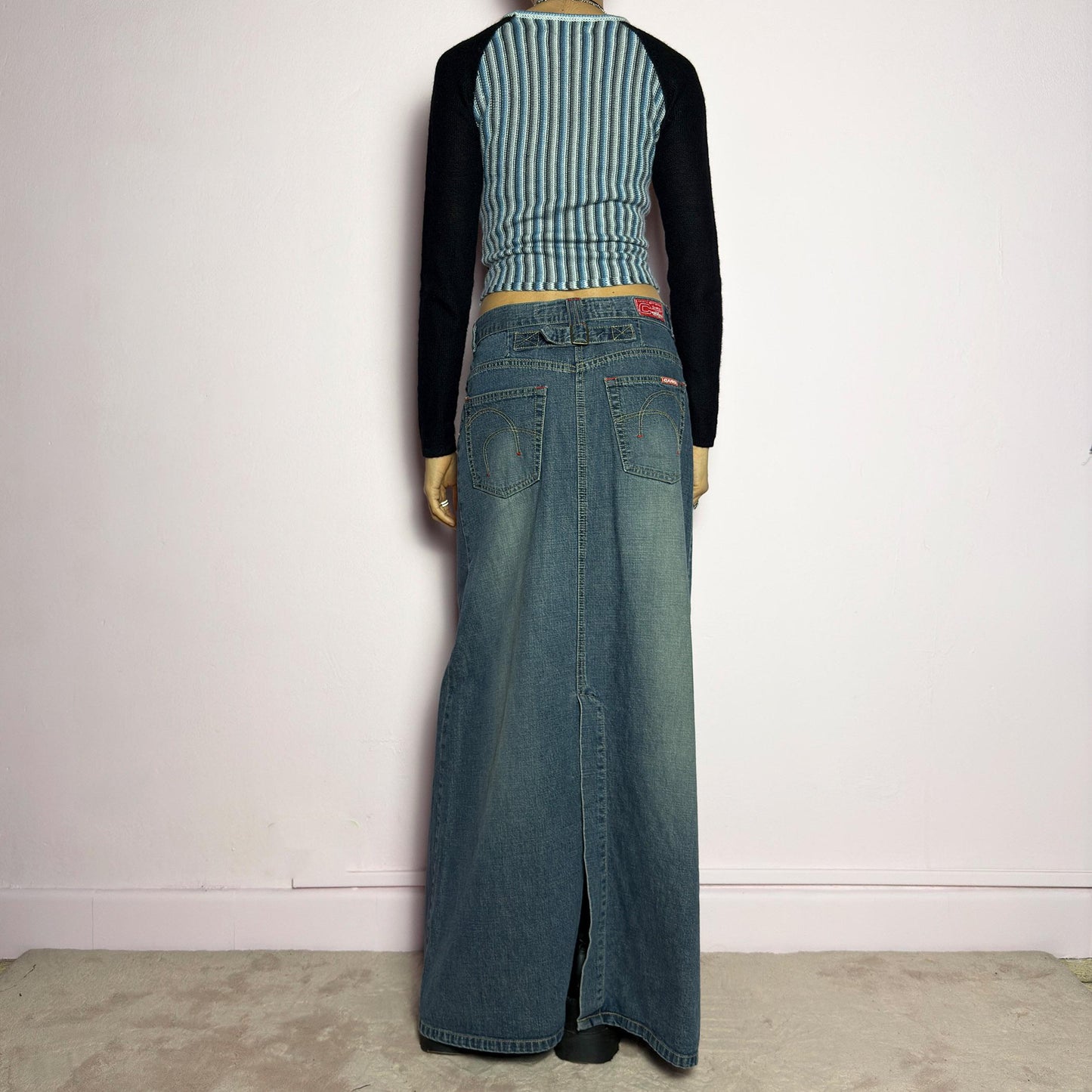 Vintage Y2K Denim Maxi Skirt – Size S