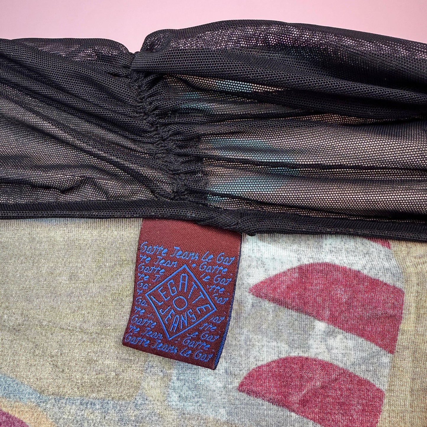 Vintage Y2K Art Print Off Shoulder Long Sleeve Top – Size S