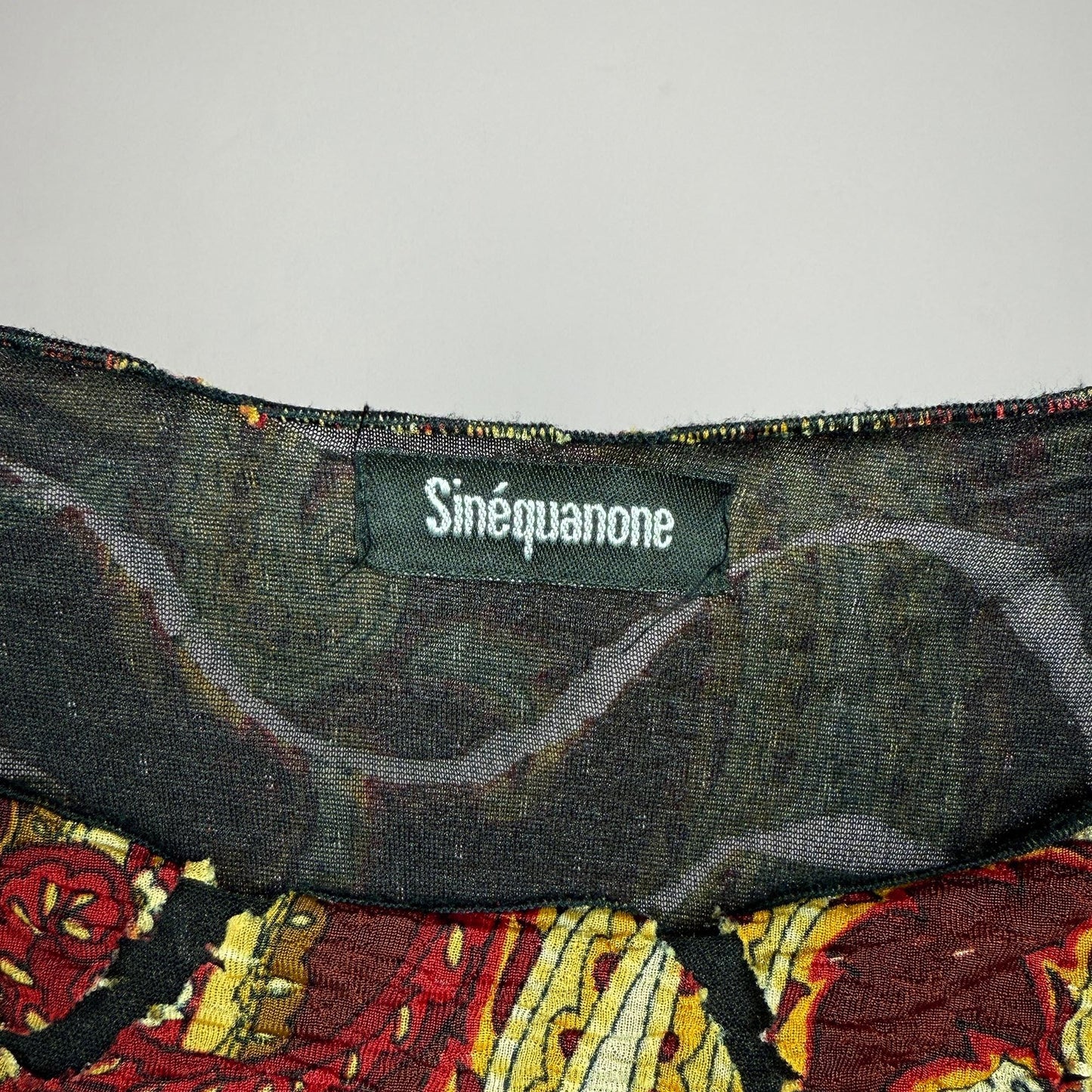 Vintage Y2K Crinkle Paisley Mesh Top – Size XS