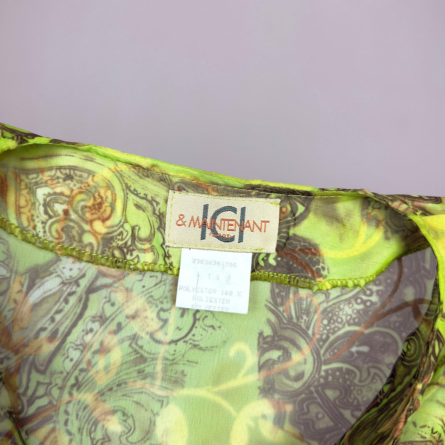 Vintage Y2K Green Sheer Flared Sleeve Blouse – Size L