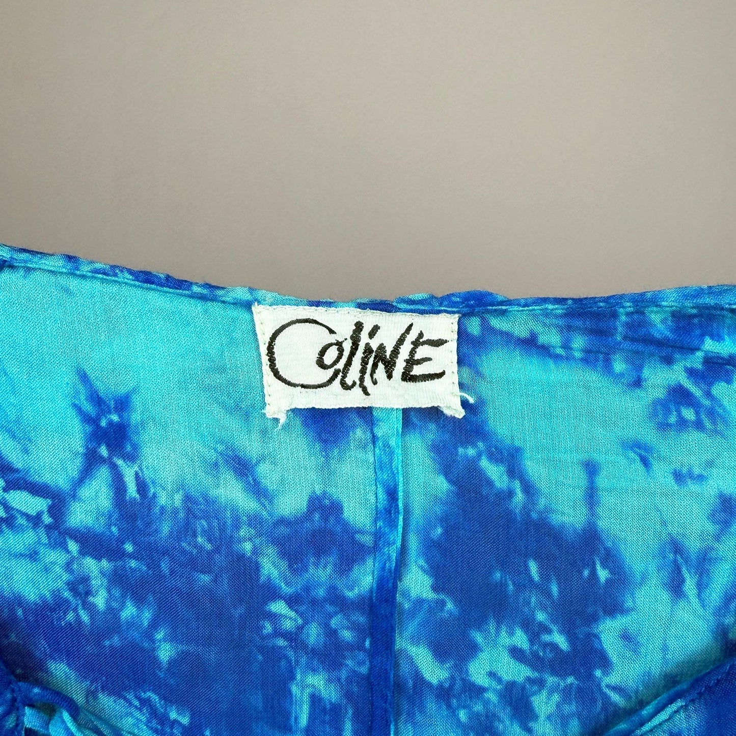 Vintage 90s Blue Lace Up Tie Dye Ruffle Blouse – Size M