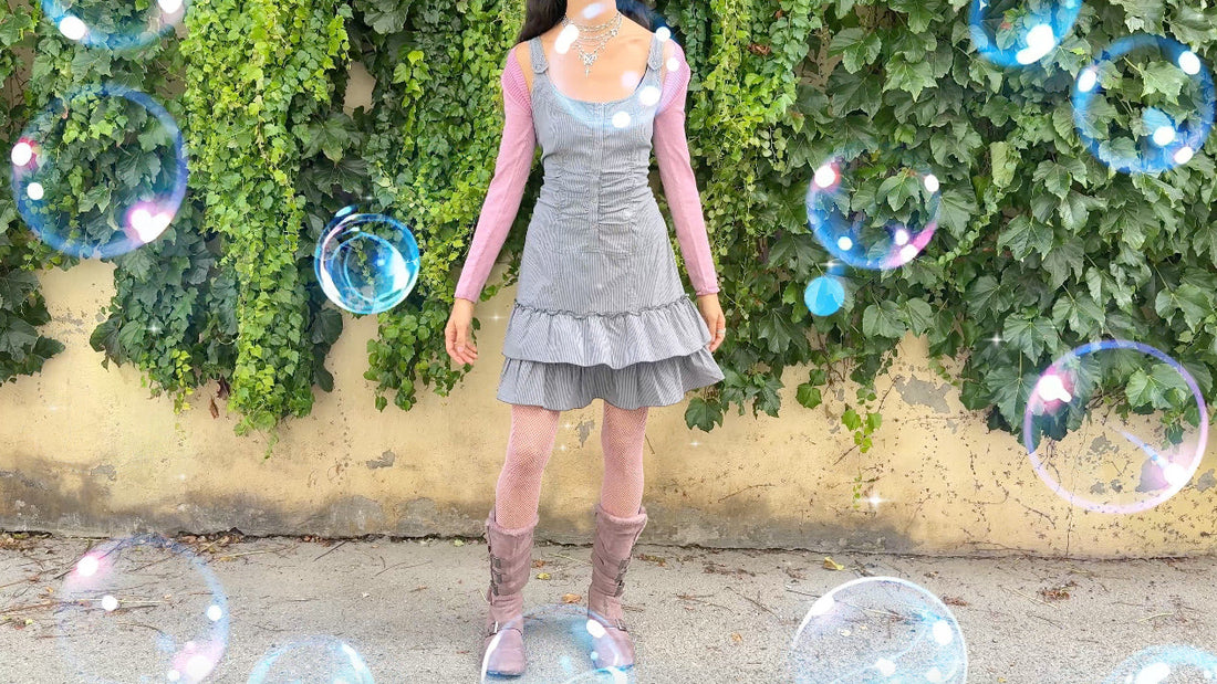Discover unusual vintage dresses by Wanda Core, inspired by Harajuku, cyber dystopia, and the weird girl aesthetic. Muted, minimalist yet playful silhouettes blending futurism and nostalgia, one-of-a-kind pieces for timeless self-expression.