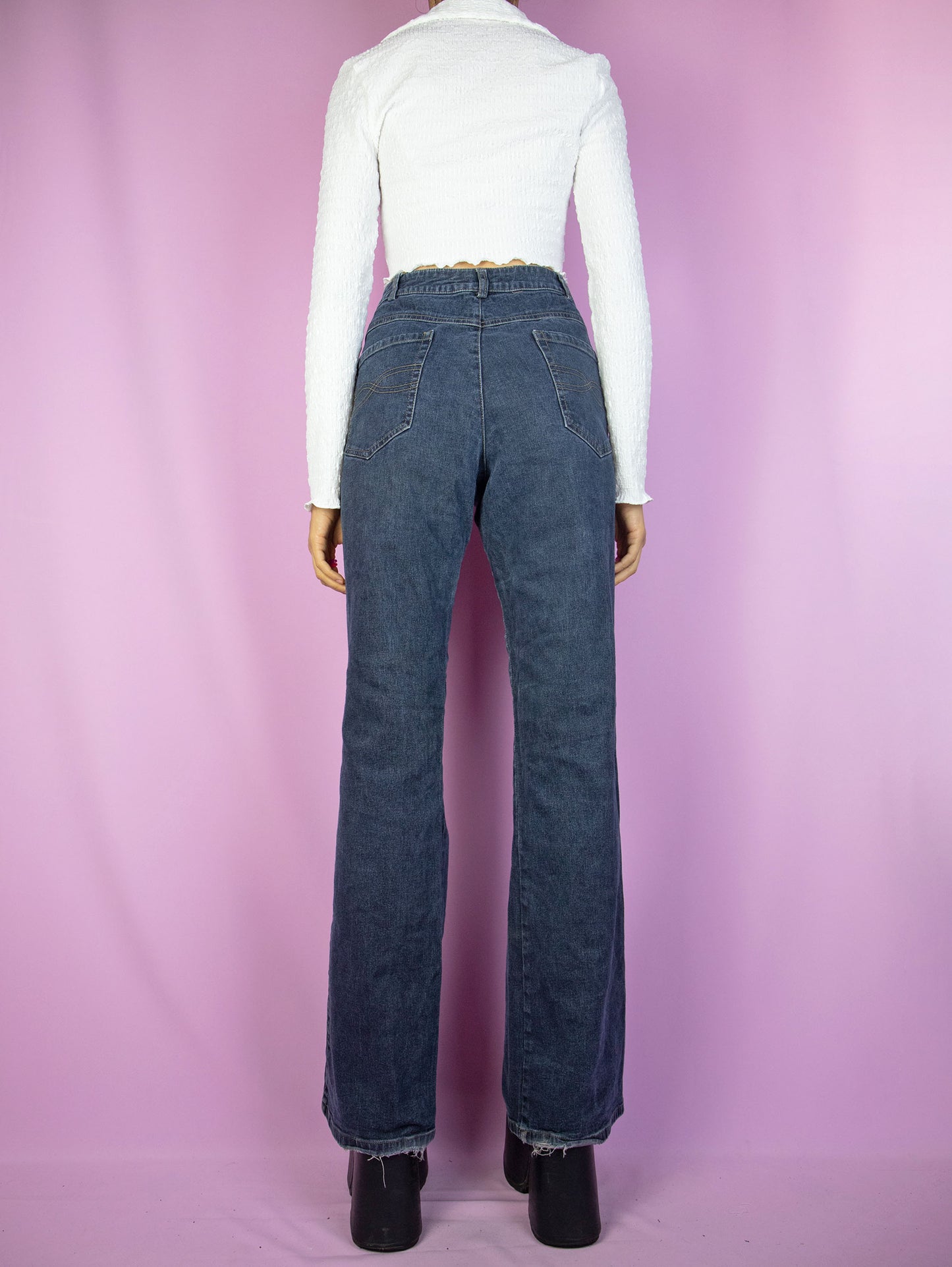 Vintage Y2K Floral Appliqué Flare Jeans - XL