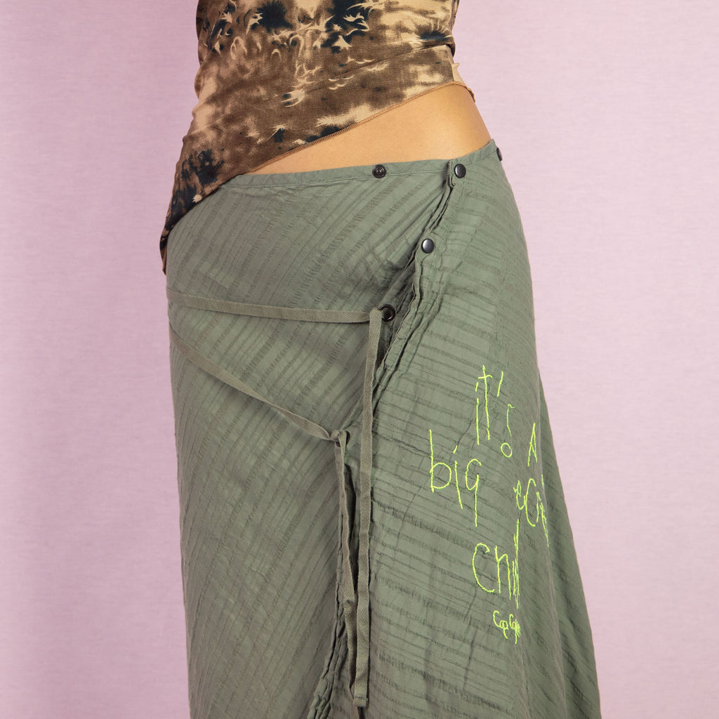 Cop Copine Vintage Khaki Asymmetric Midi Skirt (L)