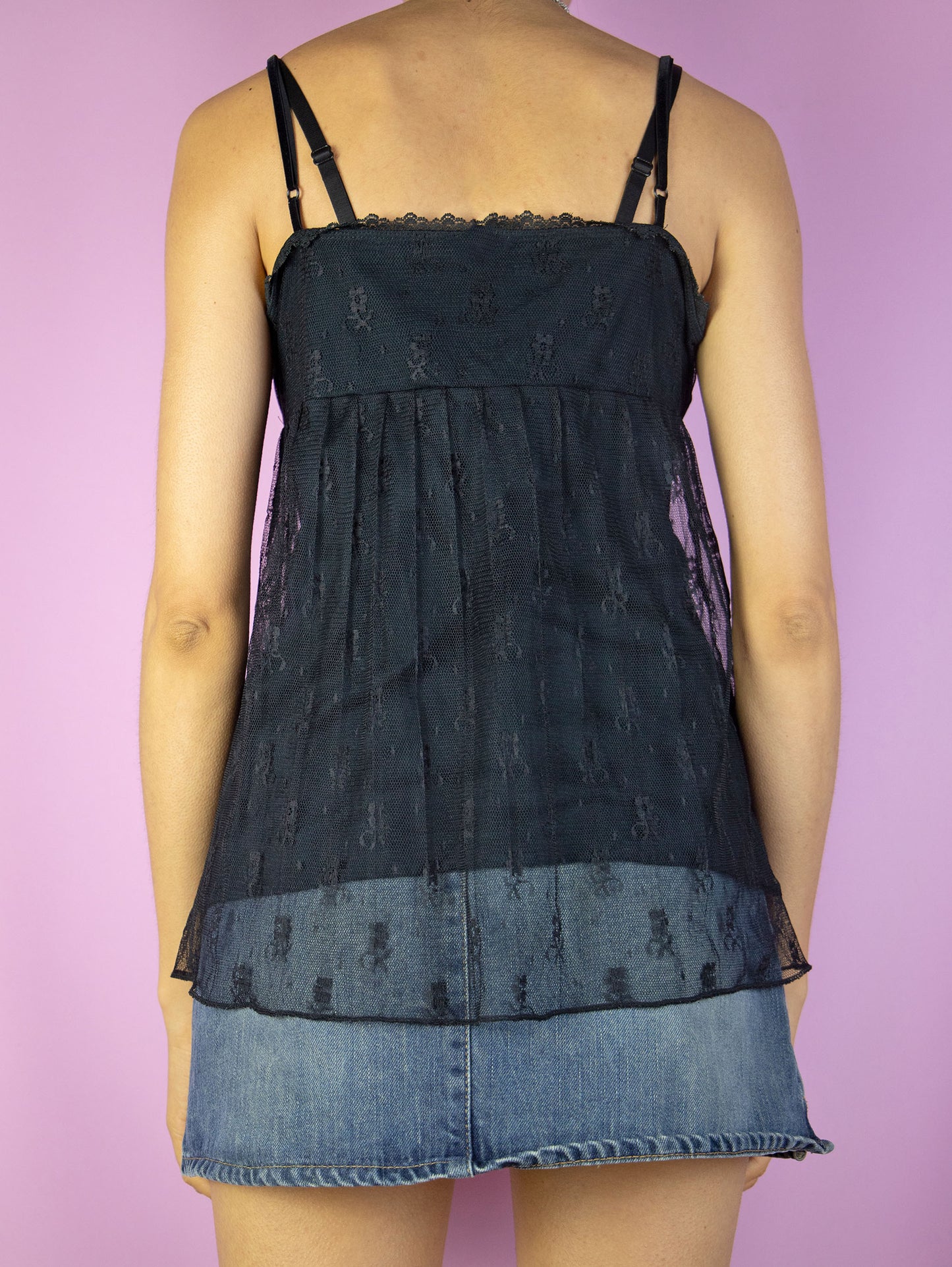 Y2K Black Mesh Cami Top - M/L