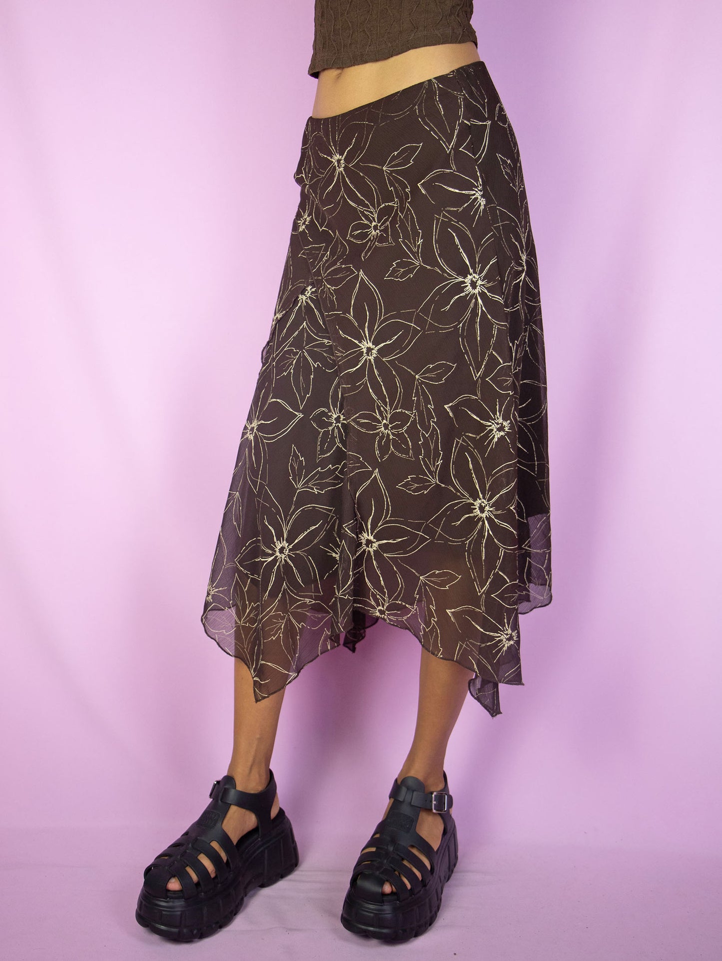 Y2K Fairy Brown Midi Skirt - M
