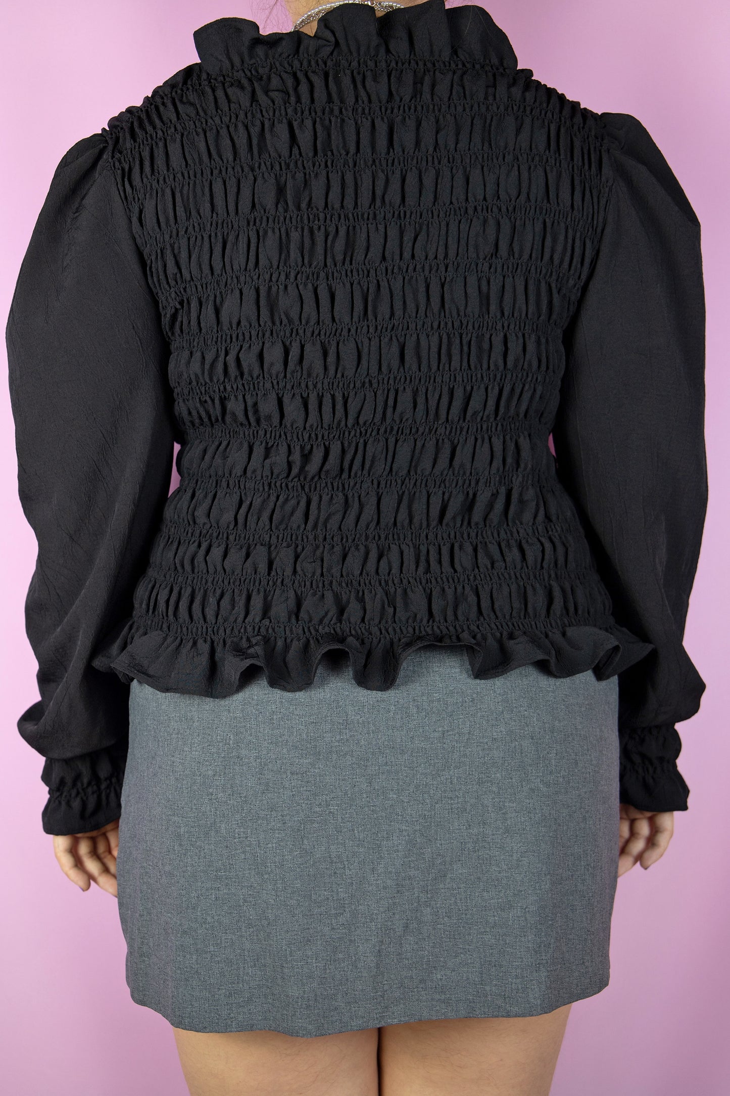 Y2K Black Ruched Top - XL