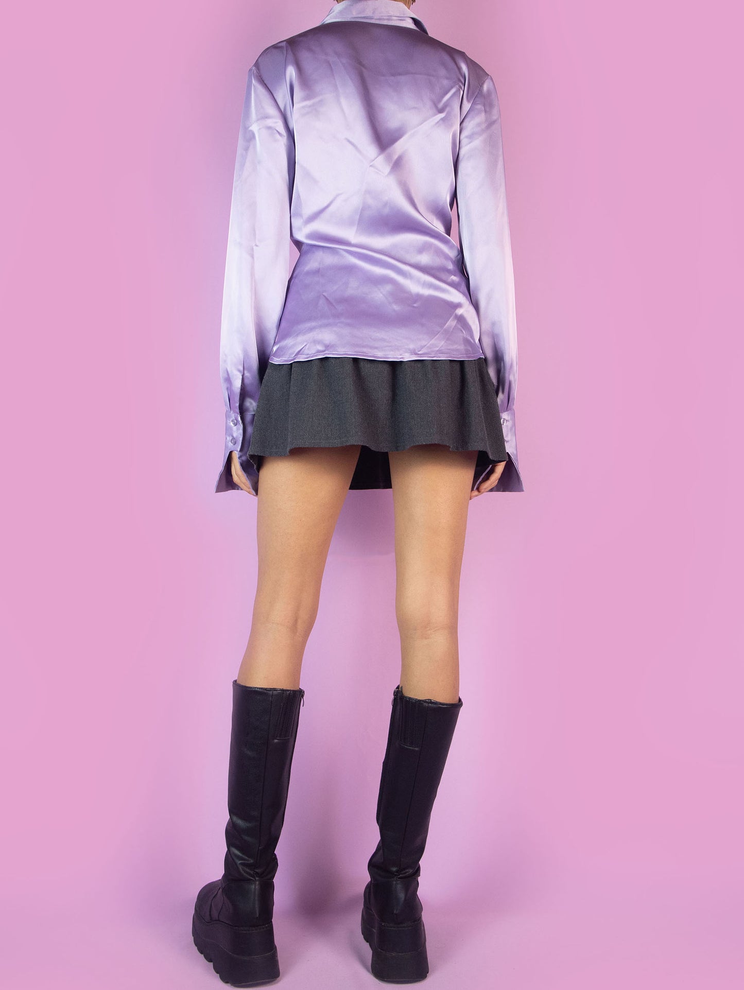 Y2K Purple Satin Blouse - M