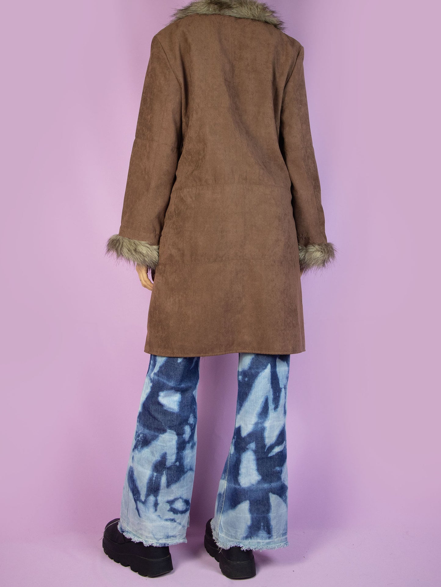 Vintage Y2K Brown Penny Lane Faux Fur Coat – Size M