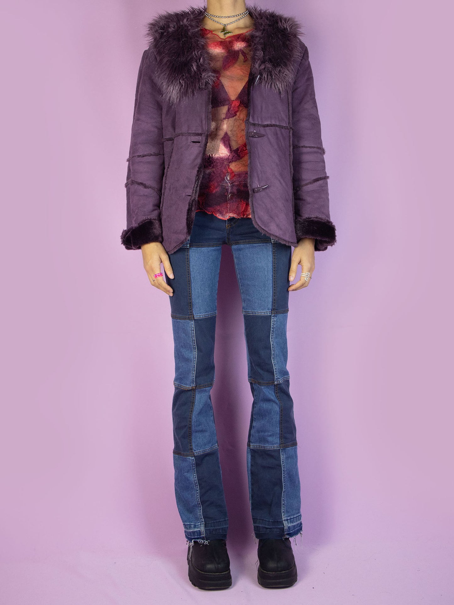 Y2K Purple Faux Fur Jacket - M/L