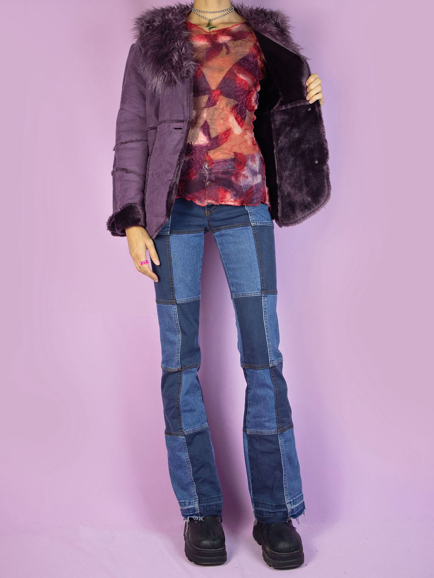 Y2K Purple Faux Fur Jacket - M/L