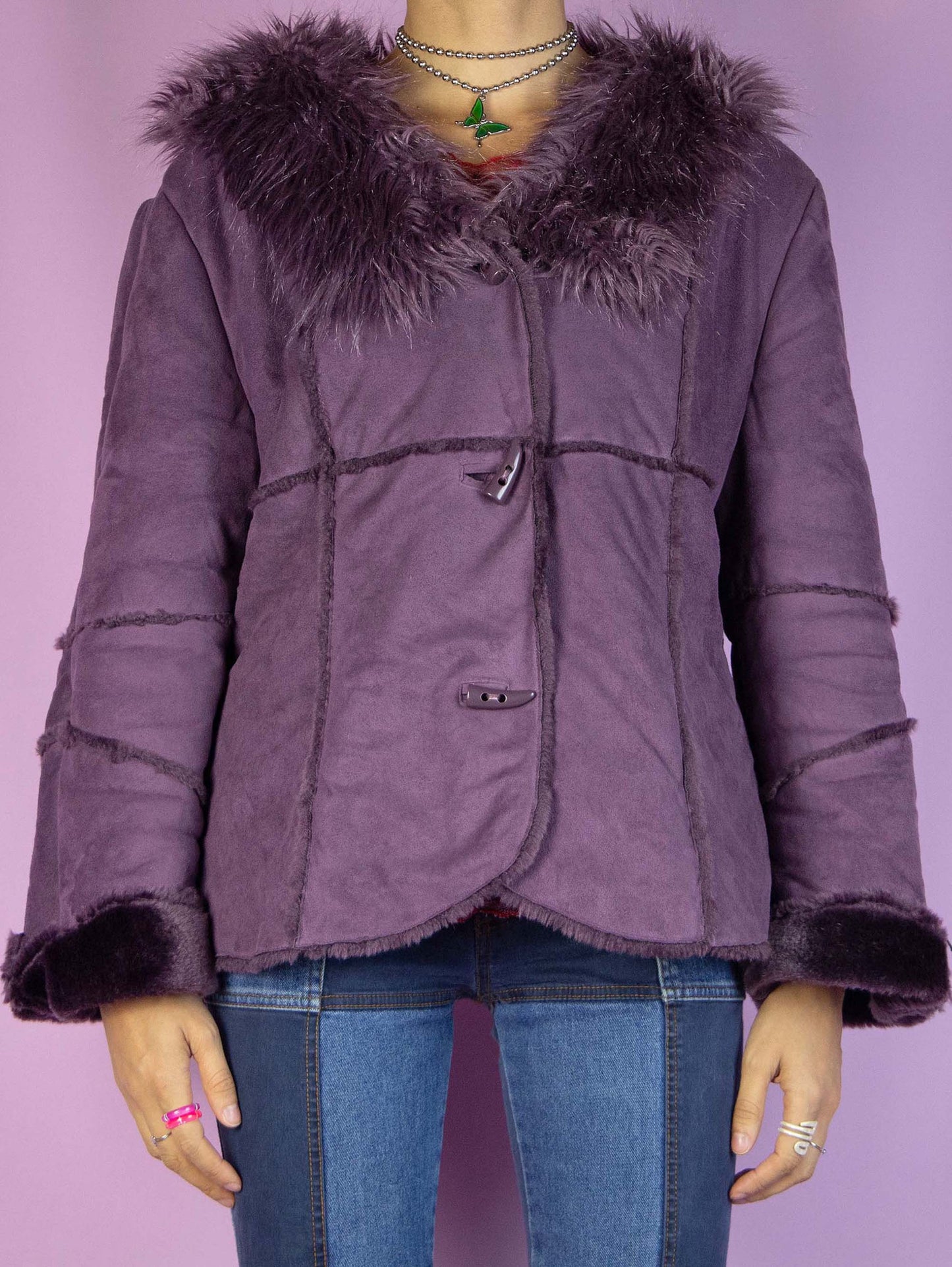 Y2K Purple Faux Fur Jacket - M/L