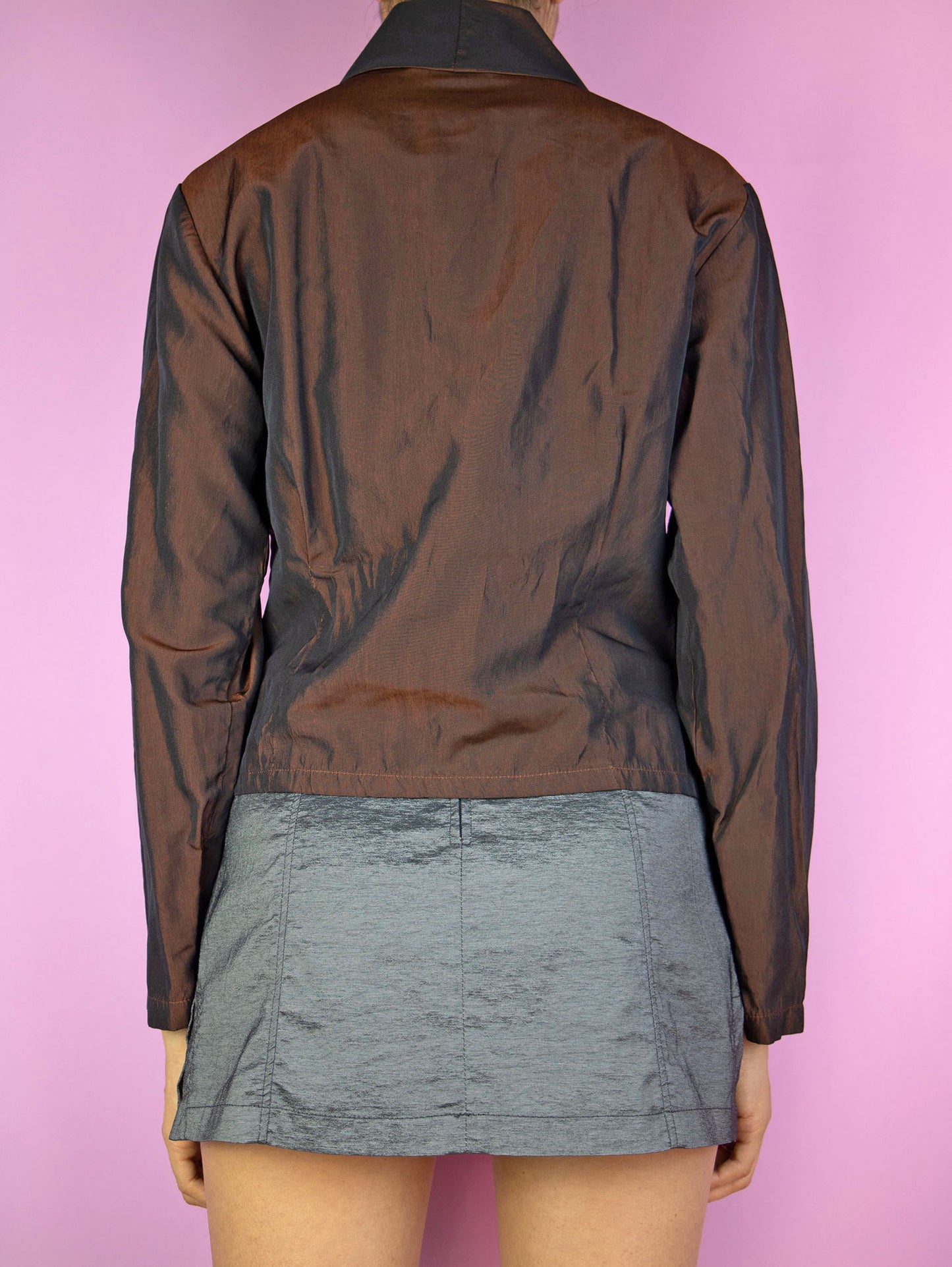 Vintage 90s Dark Brown Iridescent Blouse - Size L