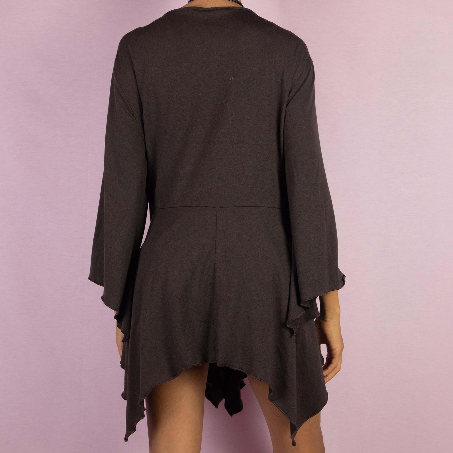 Vintage Y2K Brown Bell Sleeve Asymmetric Top - Size XXL