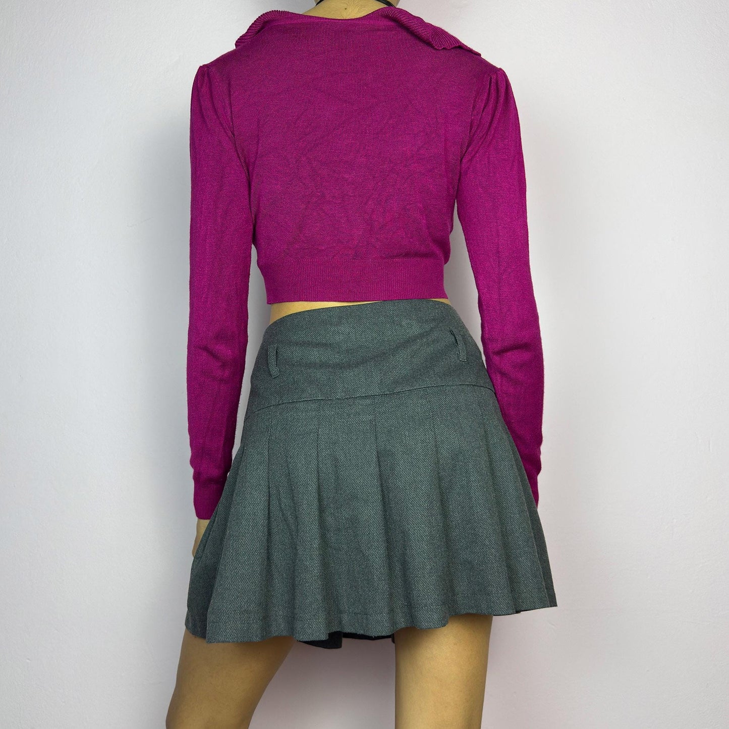 Vintage Y2K Gray Pleated Mini Skirt – Size M