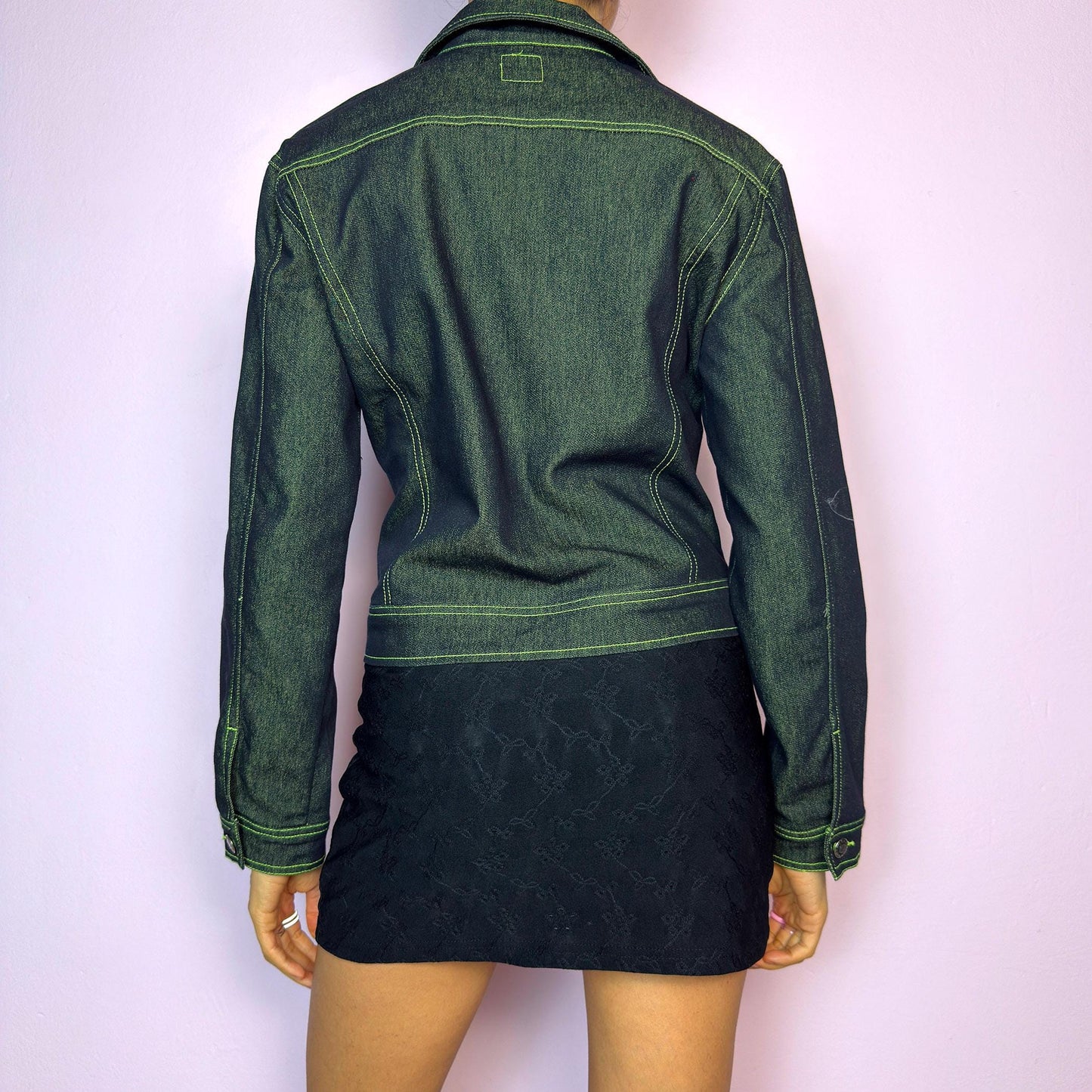 Vintage Y2K Dark Denim Zip Jacket – Size M