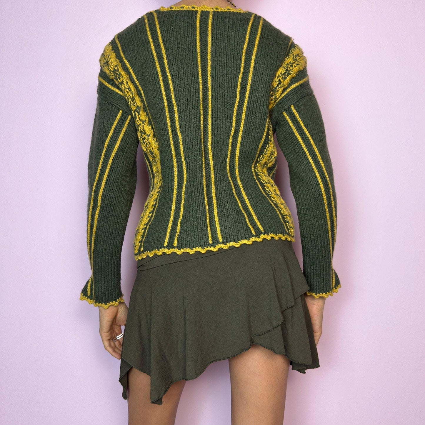 Vintage Handmade Style Chunky Knit Cardigan – Size M