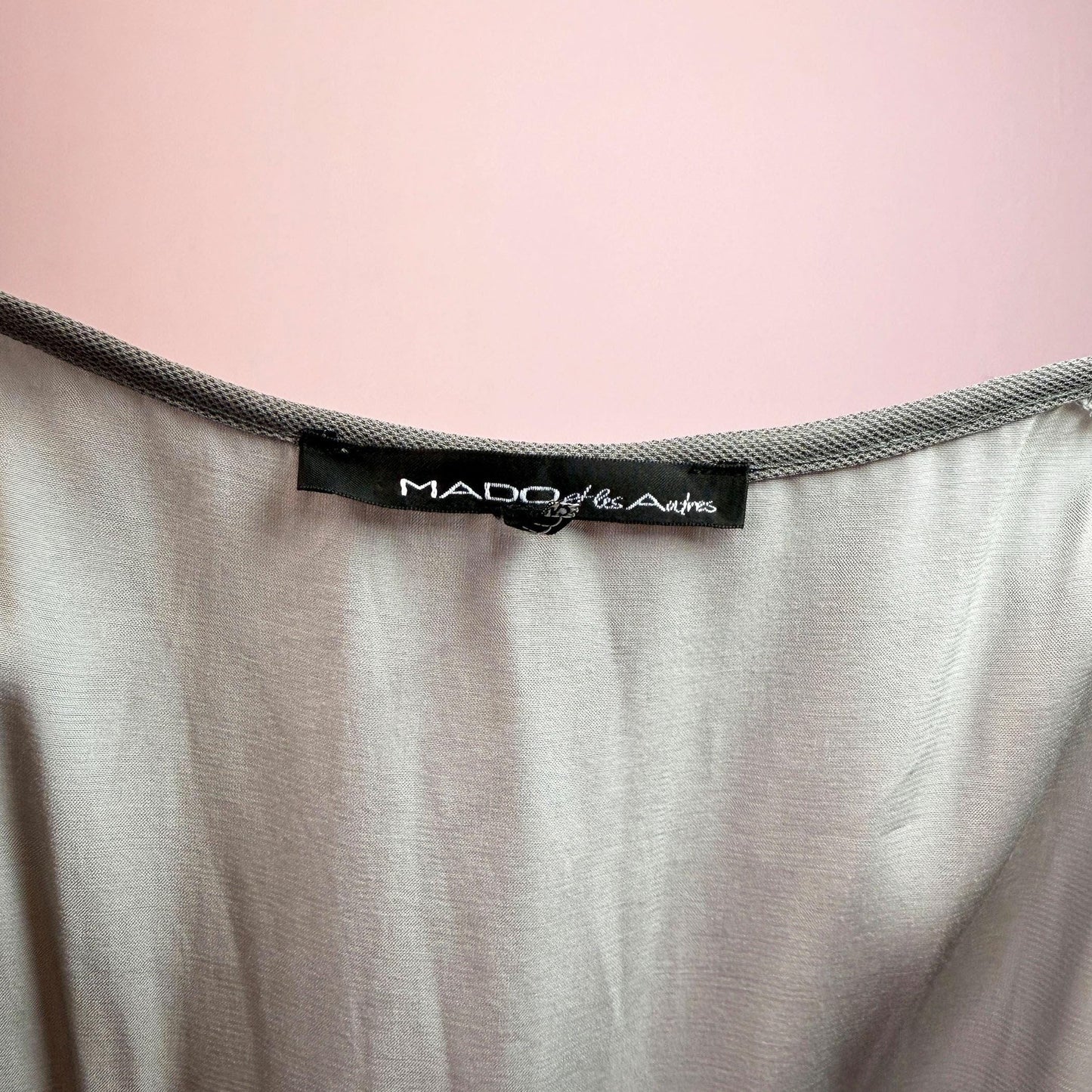 Vintage Y2K Gray Layered Midi Dress, Draped Mesh – Size L
