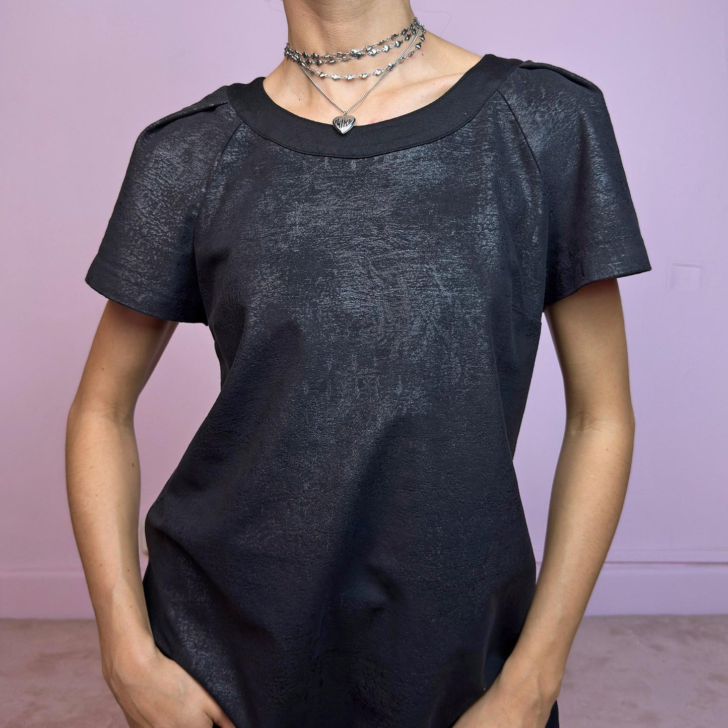 Vintage Y2K Cop Copine Black Ruffle Hem Mini Dress – Size M