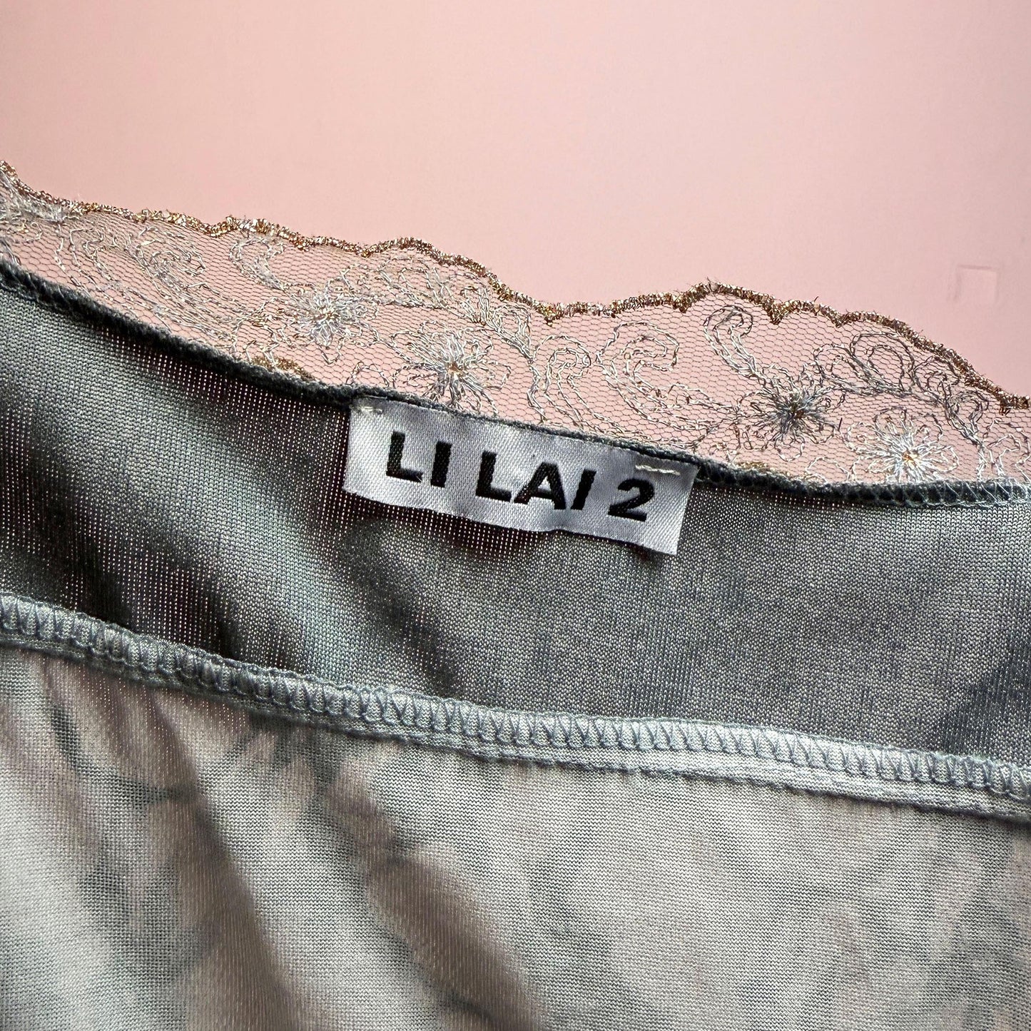 Vintage Y2K Gray Velvet Lace Asymmetric Mini Dress, Handkerchief – Size M