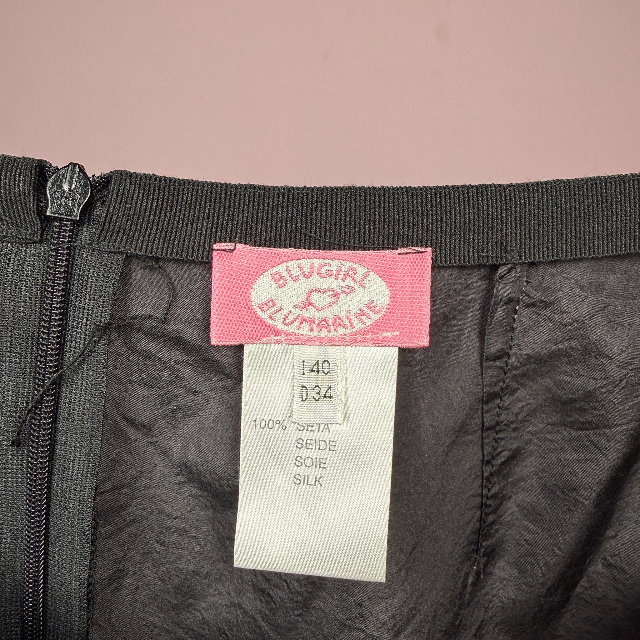Vintage Y2K Black Skirt, Blugirl Blumarine Silk Ruffle Mini 2000s – Size S