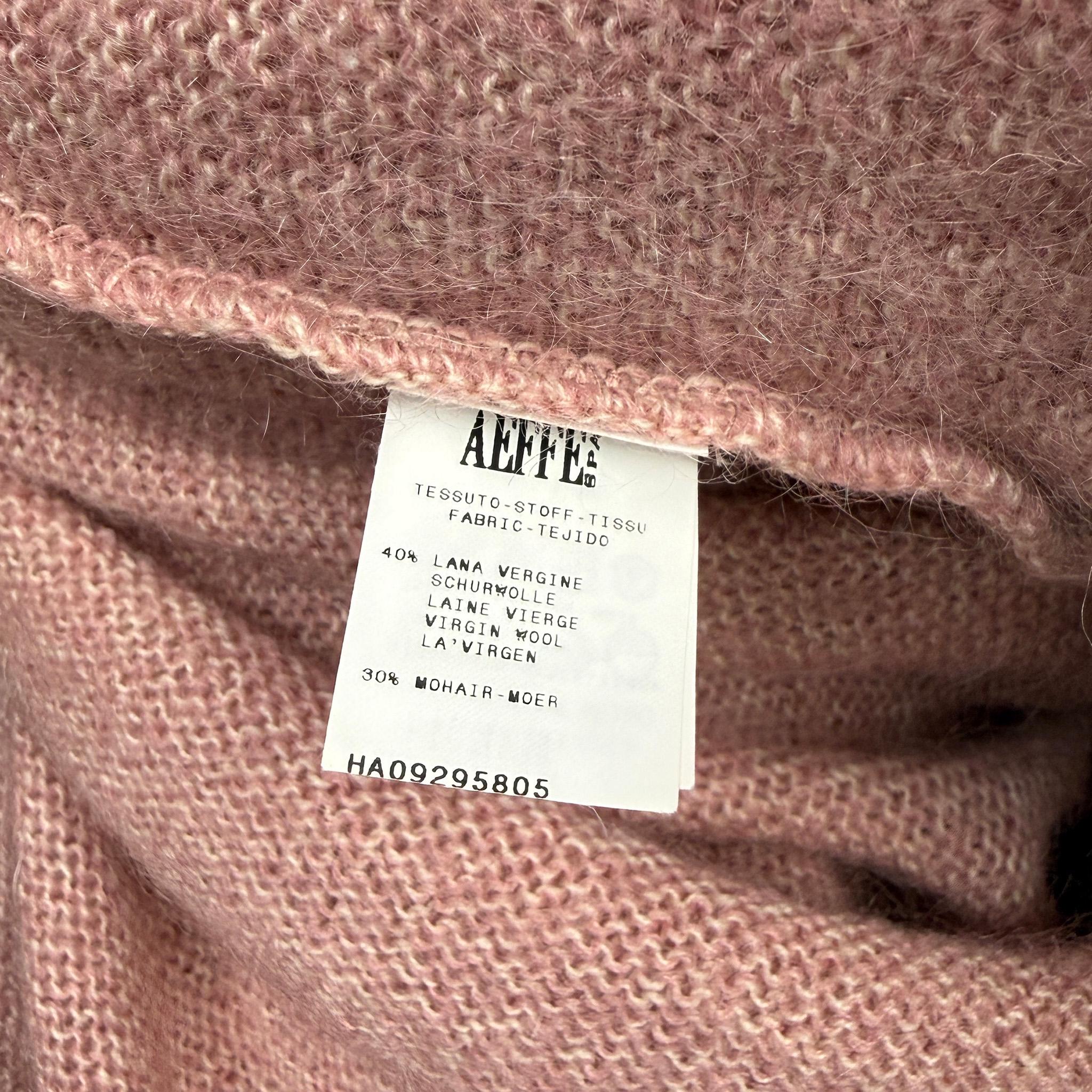 Vintage Y2K Pink Sweater, Moschino Wool Rosette V Neck 2000s – Size S