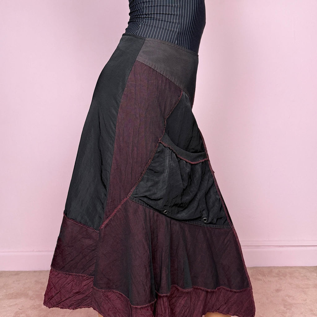 Vintage Y2K Black Skirt, Asymmetrical Tulle Midi 2000s – Size S