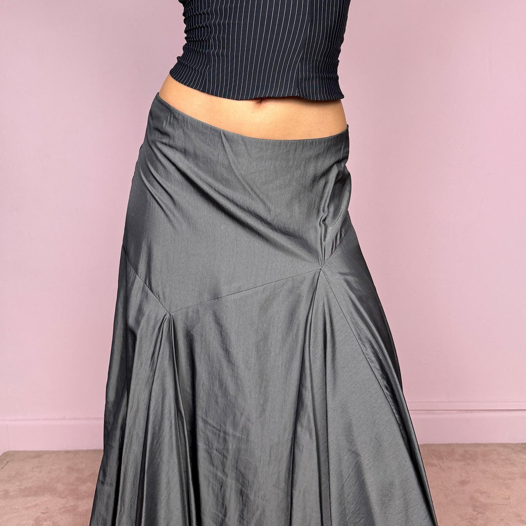 Vintage Y2K Gray Skirt Asymmetric Midi 2000s Size M