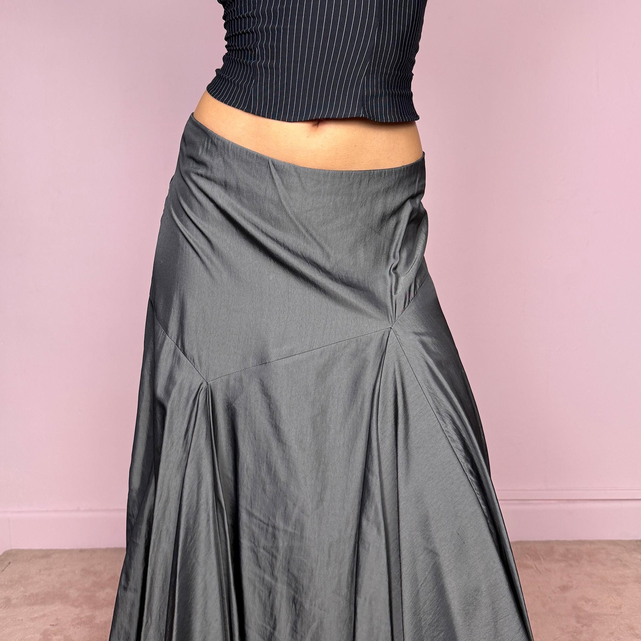 Vintage Y2K Gray Skirt Asymmetric Midi 2000s Size M