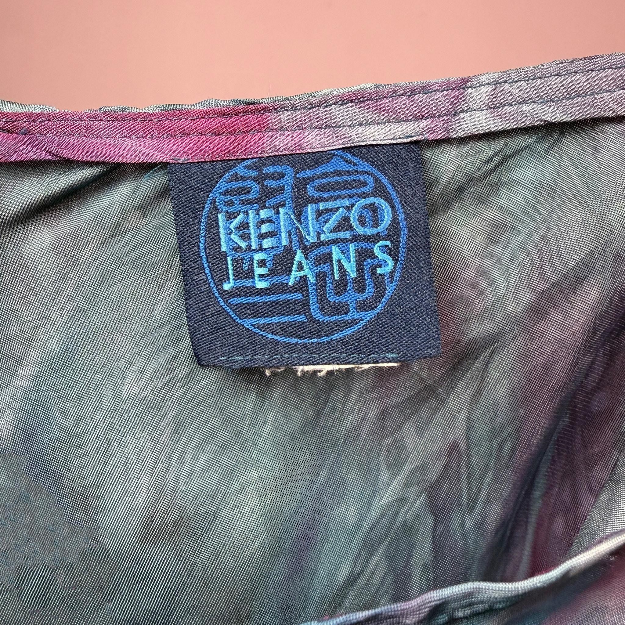 Vintage Y2K Tie Dye Skirt Kenzo Blue Bias Cut Slip Midi 2000s Size S