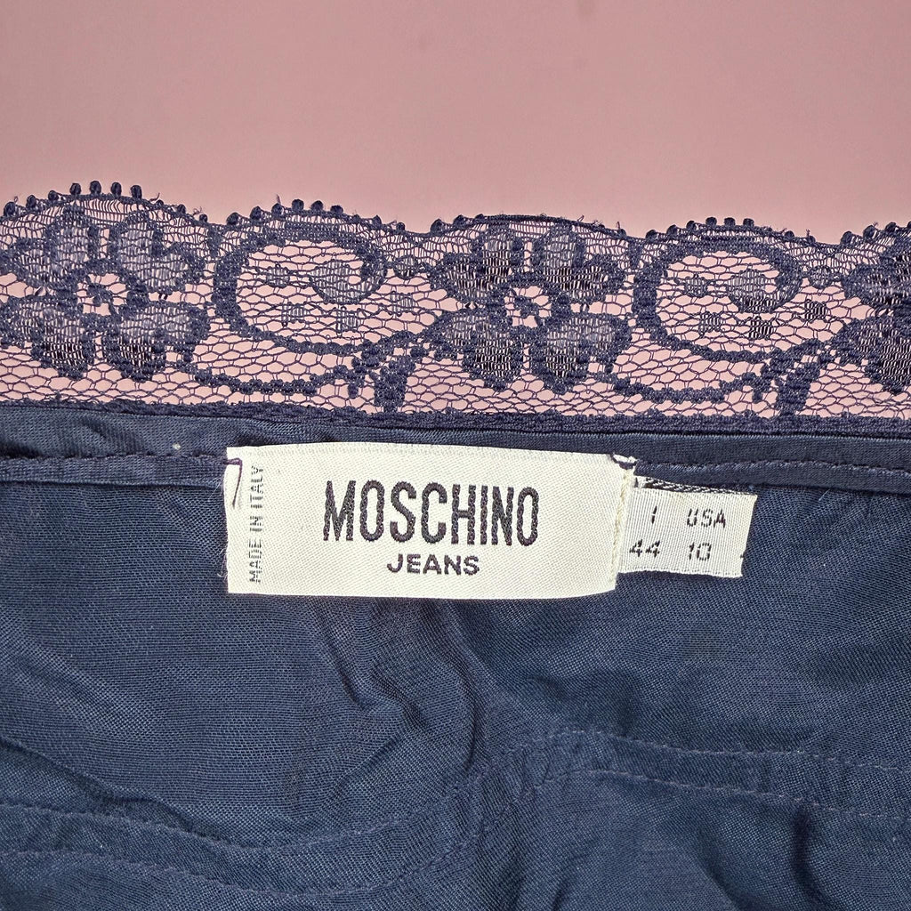 Vintage Y2K Blue Top Moschino Jeans Lace Cami 2000s Size M