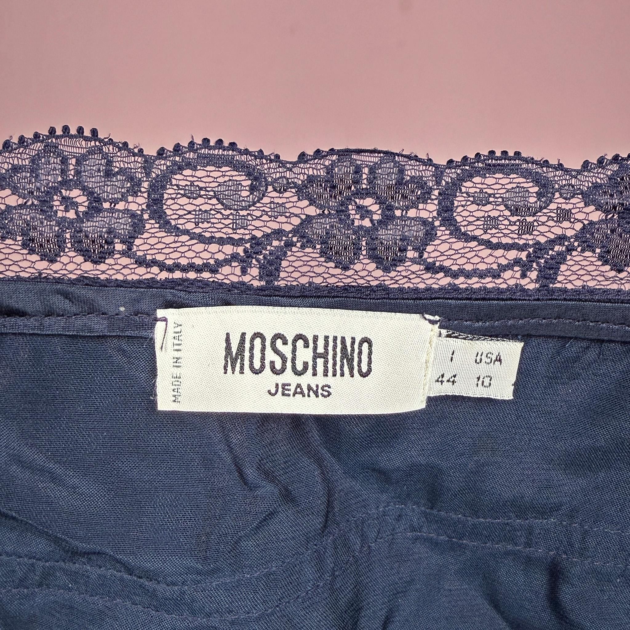 Vintage Y2K Blue Top Moschino Jeans Lace Cami 2000s Size M