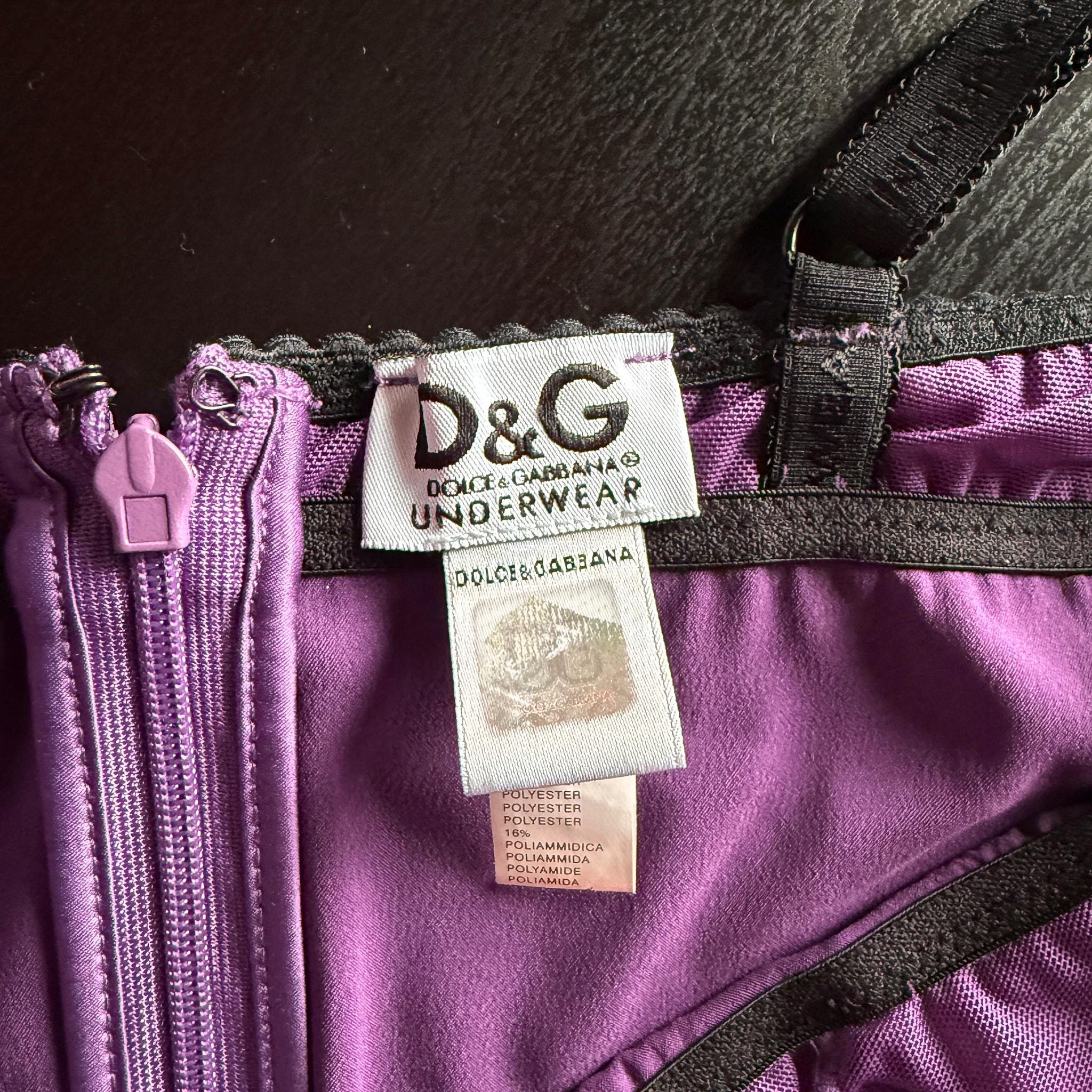 Vintage Y2K Purple Top, Dolce Gabbana D&G Satin Lace Cami 2000s Size XS