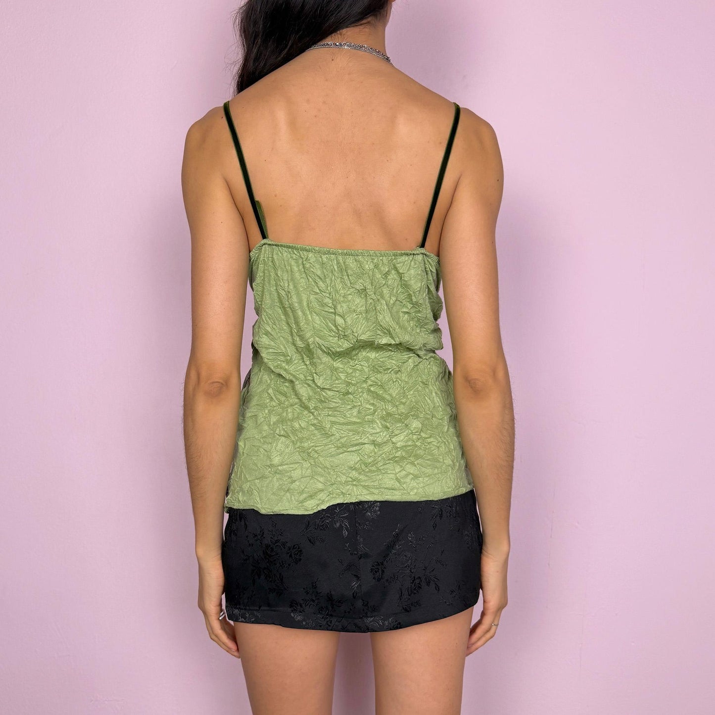 Vintage Y2K Green Top Velvet Tie Dye Cami 2000s Size M
