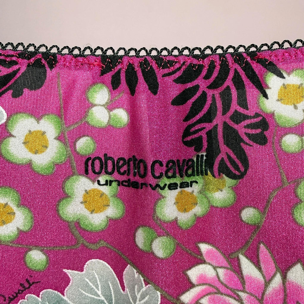 Vintage Y2K Pink Top Cami Roberto Cavalli Floral Coquette Maximalist 2000s Size S