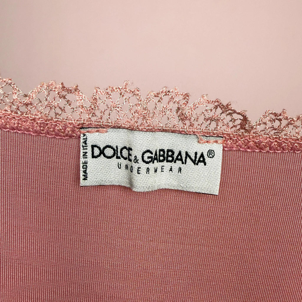Vintage Y2K Pink Top Cami Dolce Gabbana D&G Lace Coquette Pastel 2000s Size S