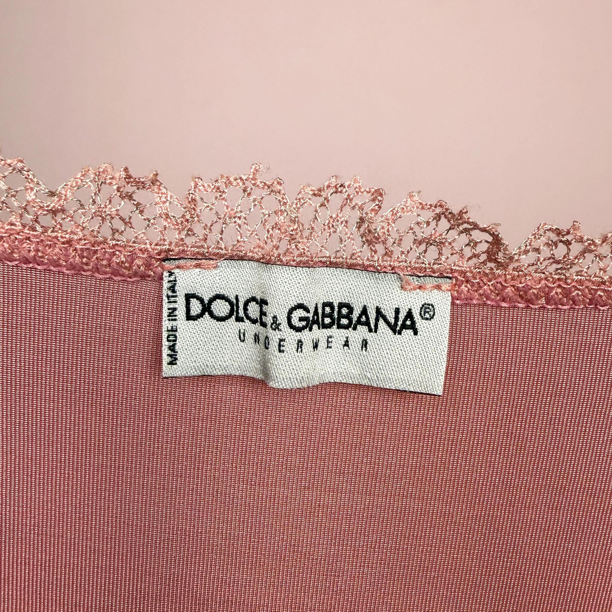 Vintage Y2K Pink Top Cami Dolce Gabbana D&G Lace Coquette Pastel 2000s Size S