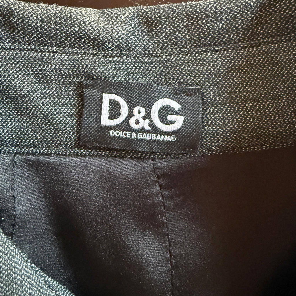 Vintage Y2K Gray Dress Dolce Gabbana D&G Pencil Midi Preppy Dark 2000s Size S